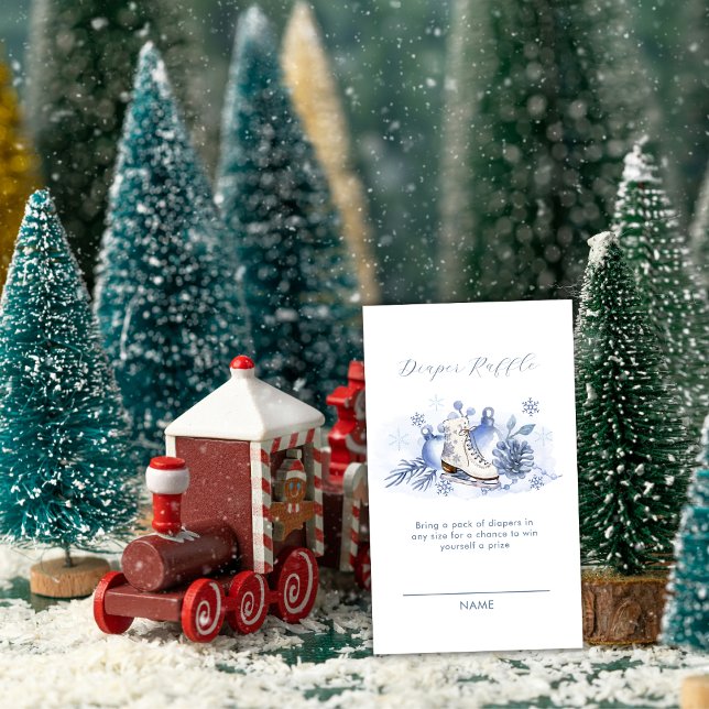 Winter Snowflake Skate Diaper Raffle Baby Shower Enclosure Card (Winter Snowflake Skate Diaper Raffle Baby Shower Enclosure Card)