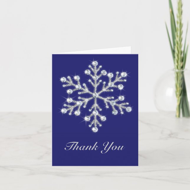 Winter Snowflake Thank You Card indigo (Front)
