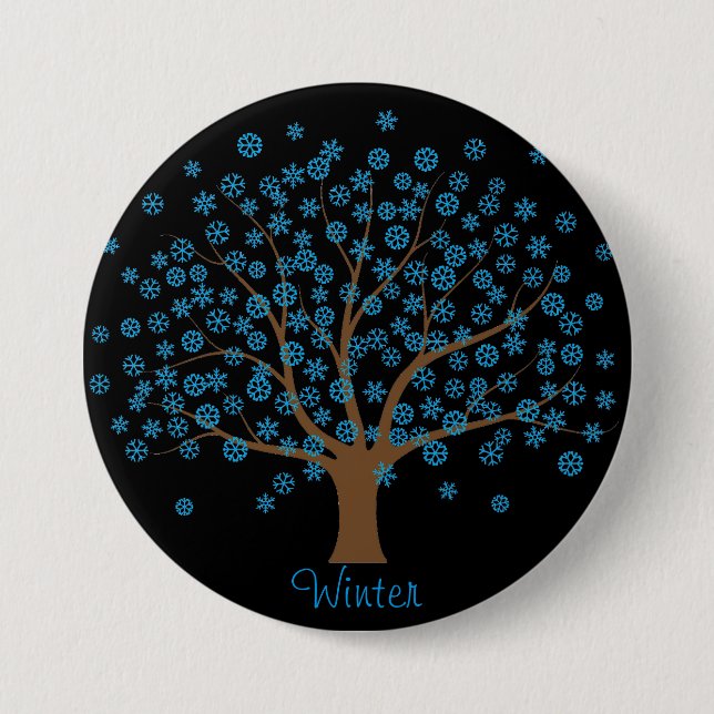 Winter Snowflake Tree Button (Front)