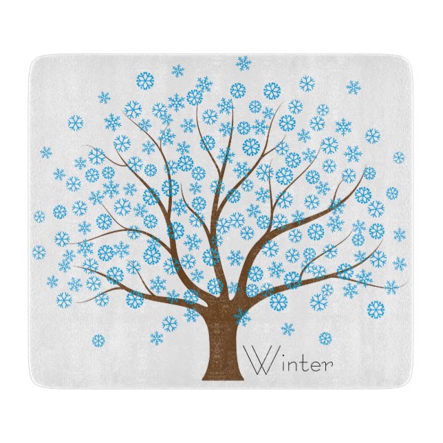 Winter Snowflake Tree Cutting Board (Front)