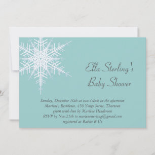 Winter Snowflake Turquoise Baby Shower Invitation