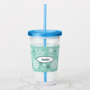 Winter Snowflake Turquoise-Blue Holiday Season Acrylic Tumbler