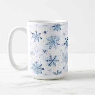 Winter snowflake watercolor coffee mug