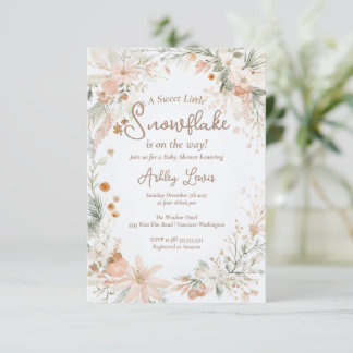 Winter Snowflake Watercolor flowers Invitation