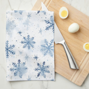 Winter snowflake watercolor pattern tea towel