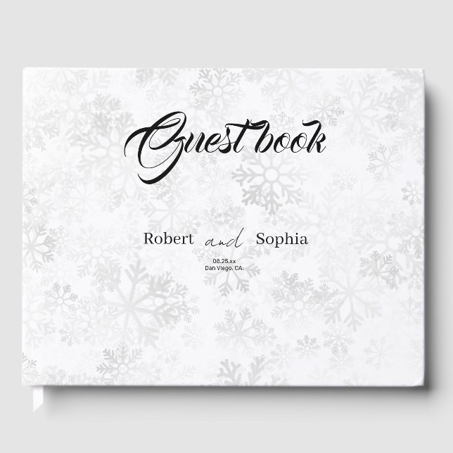 Winter Snowflake Wedding Guest Book (Front)