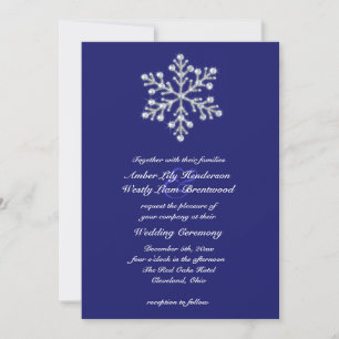 Winter Snowflake Wedding Invitation 2 indigo