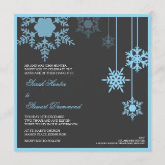 Winter Snowflake Wedding Invitation - blue