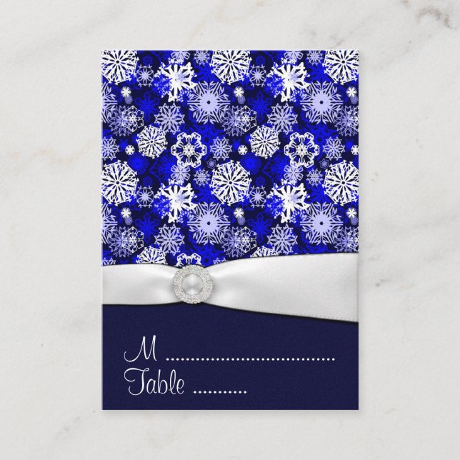 Winter Snowflake Wedding Reception Place Cards (Front)