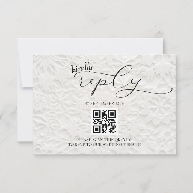 Winter Snowflake Wedding Simple QR RSVP Card (Front)
