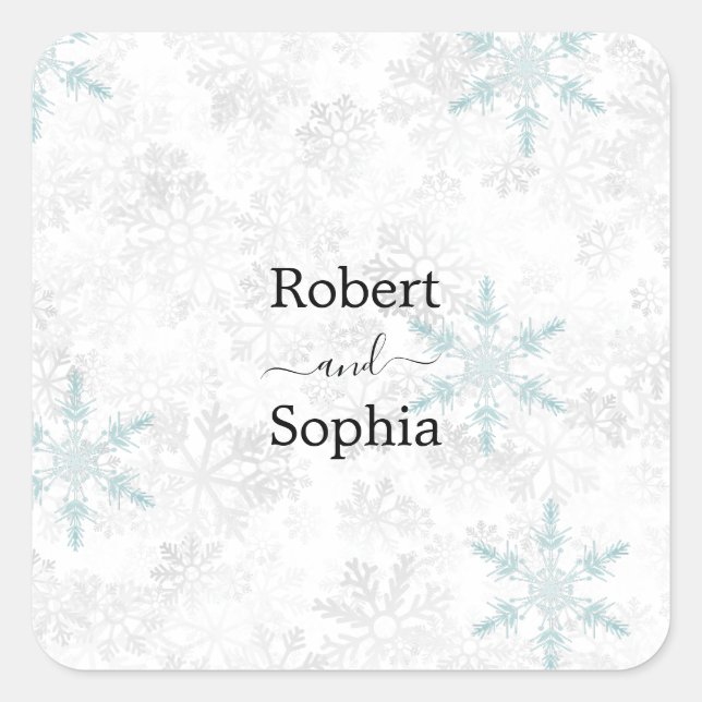 Winter Snowflake Wedding Square Sticker (Front)