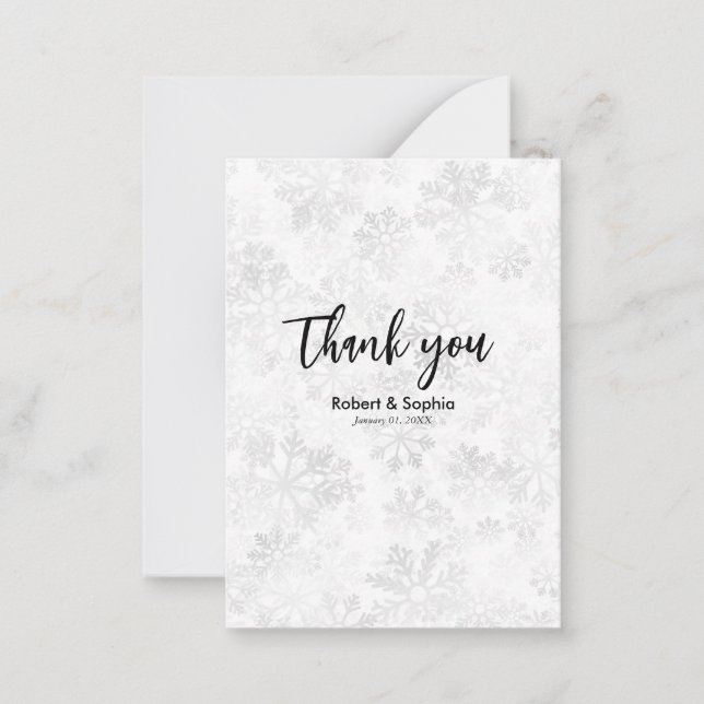 Winter Snowflake Wedding Thank you Card (Front)