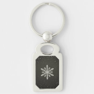 Winter Snowflake White Chalk Drawing Key Ring
