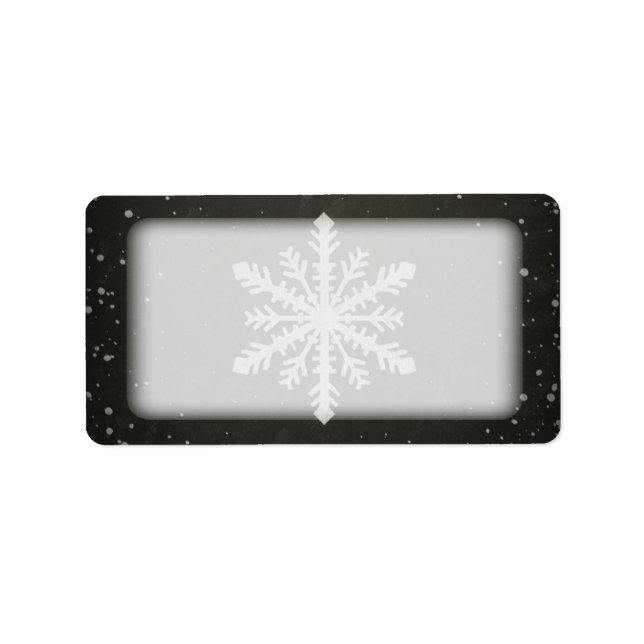 Winter Snowflake White Chalk Drawing Label (Front)
