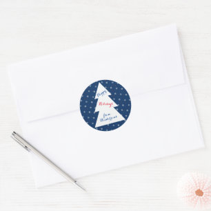 Winter snowflakes and dots pattern classic round sticker