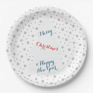 Winter snowflakes and dots pattern paper plate
