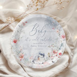 Winter snowflakes Baby its cold outside Bird Paper Plate<br><div class="desc">Winter snowflakes Baby its cold outside Bird Paper Plates
Matching items available.</div>