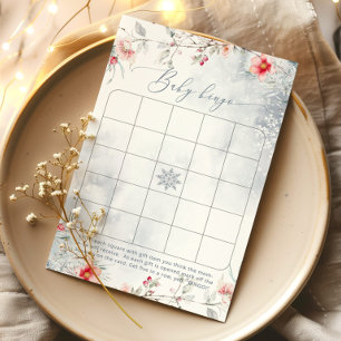Winter snowflakes baby shower bingo game