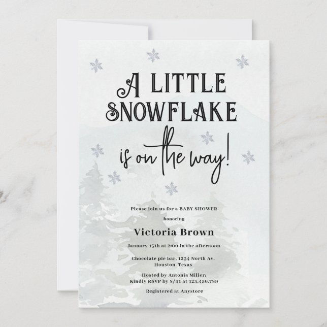 Winter Snowflakes Baby Shower Invitation (Front)