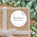 Winter Snowflakes Baby Shower Silver Glitter Classic Round Sticker<br><div class="desc">This sticker features a simply elegant snowflake design in grey and silver glitter, perfect for a gender neutral baby shower. Additional colour options as well the collection of coordinating products are available in our shop, zazzle.com/doodlelulu*. Contact us if you need this design applied to a specific product to create your...</div>