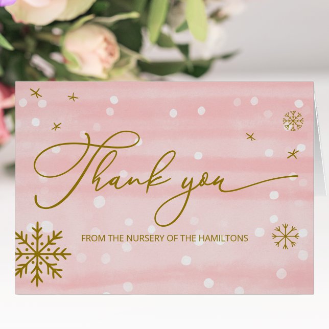 Winter Snowflakes Baby Shower Thank You Card (Creator Uploaded)