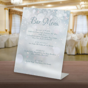 Winter Snowflakes Bar Menu Pedestal Sign