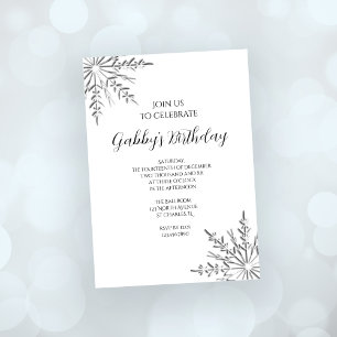 Winter Snowflakes Birthday Party Invitation