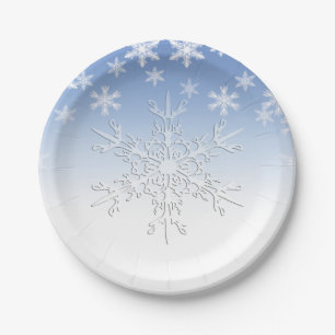 Winter Snowflakes Blue 7" Paper Plate
