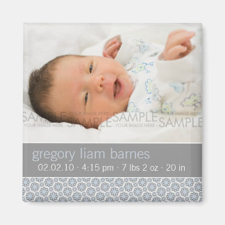 Winter Snowflakes Blue • Baby Announcement Magnet