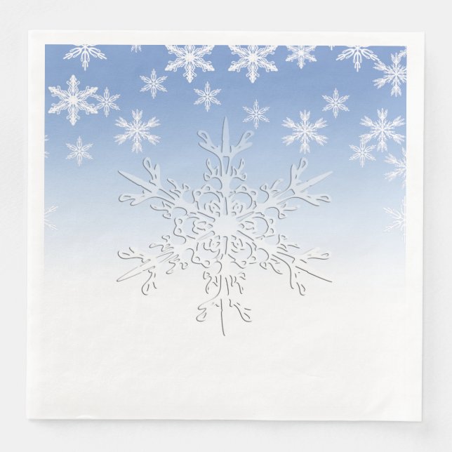 Winter Snowflakes Blue  Napkin (Front)