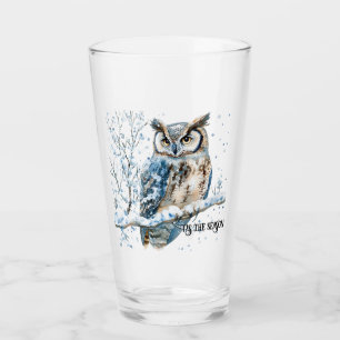 Winter Snowflakes Blue Owl Christmas Snow Glass