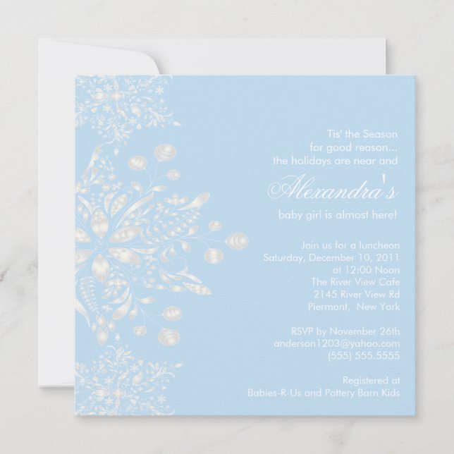 Winter Snowflakes Boy Baby Shower Invitation (Front)