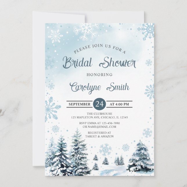 Winter Snowflakes Bridal Shower Invitation (Front)