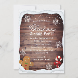 Winter Snowflakes Christmas Dinner Holiday Party Invitation