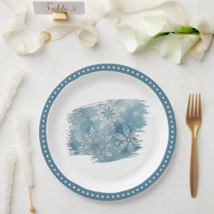 Winter Snowflakes Christmas Party Paper Plate