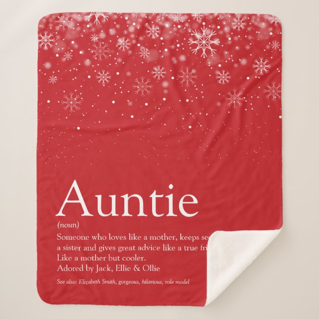 Winter Snowflakes Cool Aunt Auntie Quote Holiday Sherpa Blanket (Front)