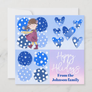 Winter snowflakes cute girl Christmas Card