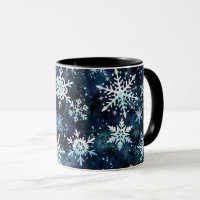 Winter Snowflakes Deep Blue Magical Night