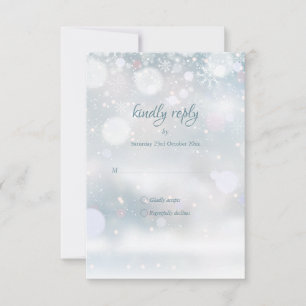 Winter Snowflakes Elegant Script Wedding RSVP Card