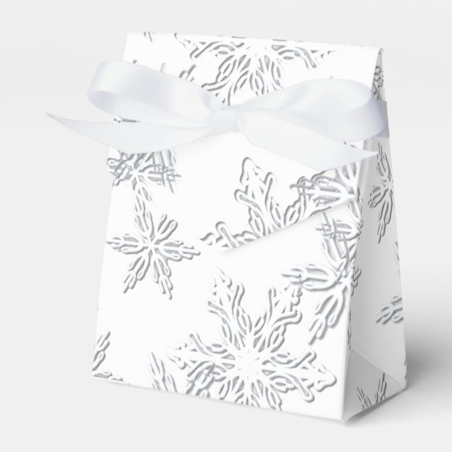 Winter Snowflakes Elegant White Tent Favour Box (Front Side)