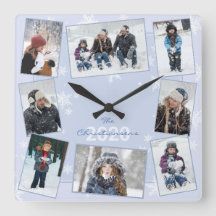 Winter Snowflakes Family Photo Collage Name Year