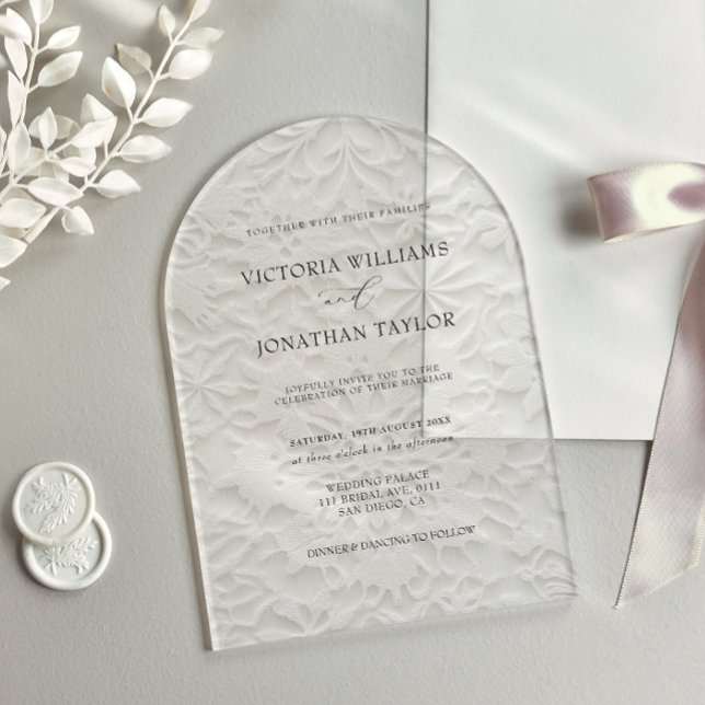 Winter Snowflakes floral White Wedding Acrylic Invitations (Creator Uploaded)