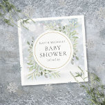 Winter Snowflakes Greenery Baby Shower Napkin<br><div class="desc">Featuring delicate watercolor greenery and winter snowflakes,  this chic gender-neutral baby shower or couples shower napkin can be personalised with your special event information. Designed by Thisisnotme©</div>