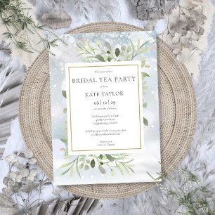 Winter Snowflakes Greenery Bridal Tea Party Invitation