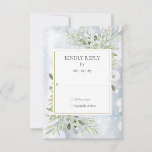 Winter Snowflakes Greenery Wedding RSVP