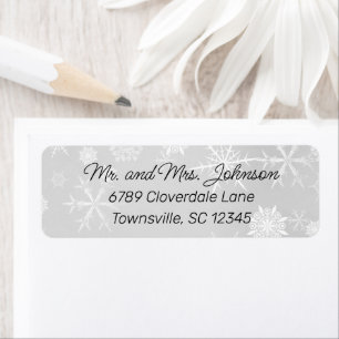 Winter Snowflakes Grey Return Address