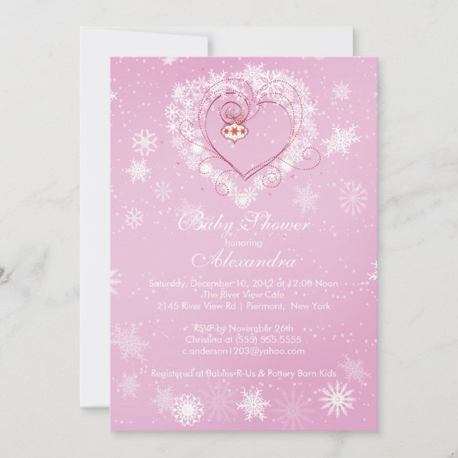 Winter Snowflakes Heart Baby Shower Invitation (Front)