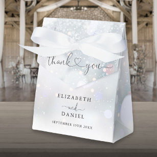 Winter Snowflakes Heart Script Wedding Favour Box