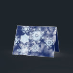 Winter Snowflakes Icy Blue Holiday Card<br><div class="desc">Festive snowy winter sky with icy glitter blue snowflakes floating about.</div>