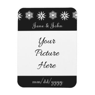 Winter Snowflakes in Black Save-the-Date Magnet